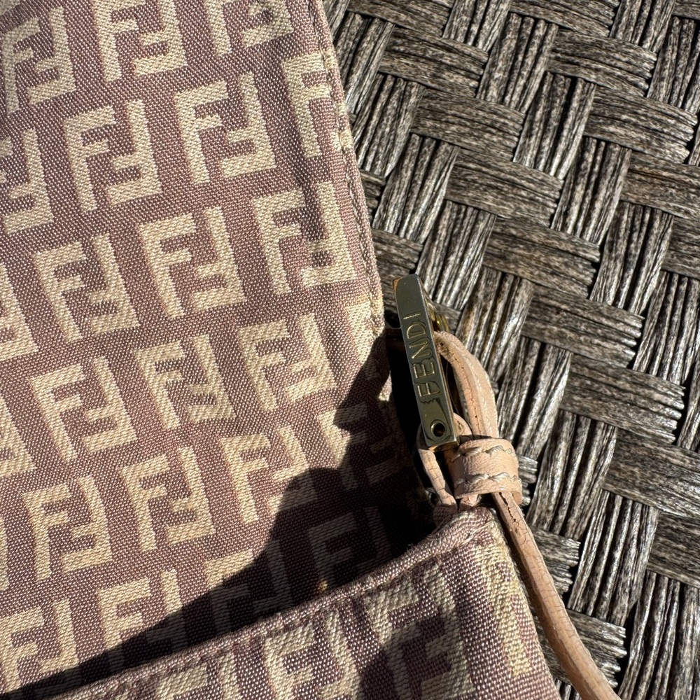 Fendi Zucca Mama Baguette Pink Canvas Shoulder Bag FF Logo Authentic Vintage - Picture 9 of 11